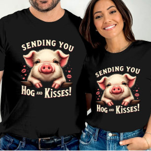 Hog and Kisses Valentines Cute Pig Endearing Love T-Shirt