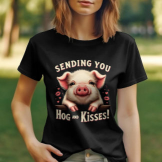 Hog and Kisses Valentines Cute Pig Endearing Love T-Shirt