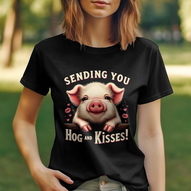 Hog and Kisses Valentines Cute Pig Endearing Love T-Shirt (Creator Uploaded)