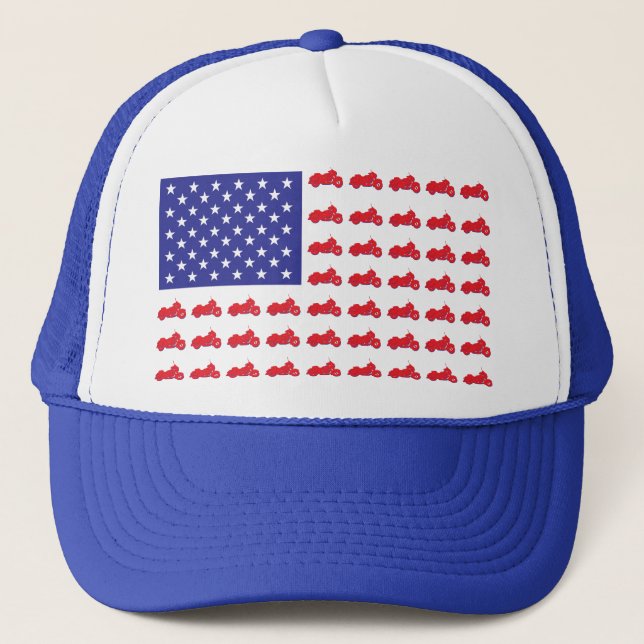 HOG-Flag-Red-White-Blue Trucker Hat (Front)