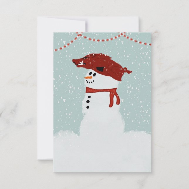 Hog Hat Snowman Thank You Card (Front)