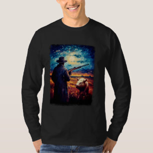 Hog Hunter Hog Hunting Starry Night Painting T-Shirt
