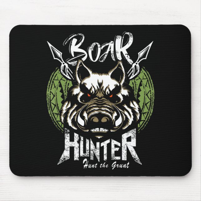 Hog Hunting  Fun Boar Hunter Gift Mouse Mat (Front)
