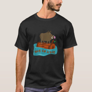 Hog On Log Funny Boar Cool Animal Cute Pig Design  T-Shirt