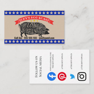 hog roast pig roast food truck van butcher cuts business card