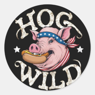 Hog Wild Classic Round Sticker