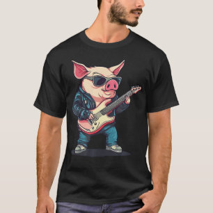 Hog Wild Pig Playing Guitar Costume For Man And Wo T-Shirt