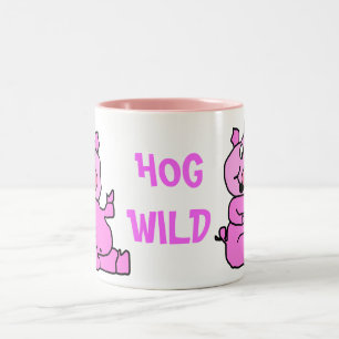 "HOG WILD" Pink Cartoon Pig Ceramic Mug