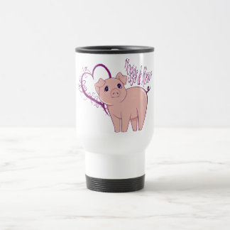 Hogg and Kisses, Cute little pink pig digital art Travel Mug