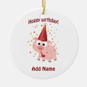 Hoggy Birthday! Ceramic Tree Decoration