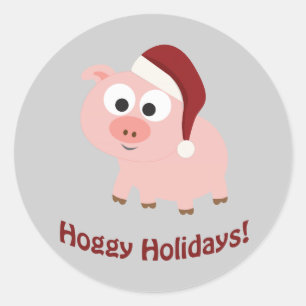 Hoggy Holidays! Santa Pig Classic Round Sticker