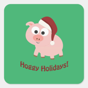 Hoggy Holidays! Santa Pig  Square Sticker
