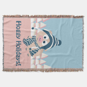 Hoggy Holidays! Winter Pig Throw Blanket