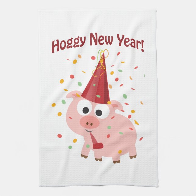 Hoggy New year! Tea Towel (Vertical)