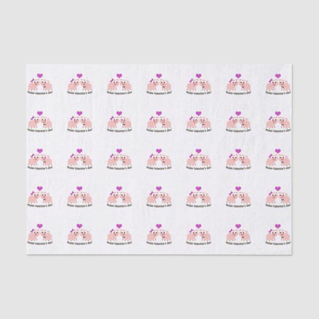 Hoggy Valentines Day Pigs Tissue Paper (Front)