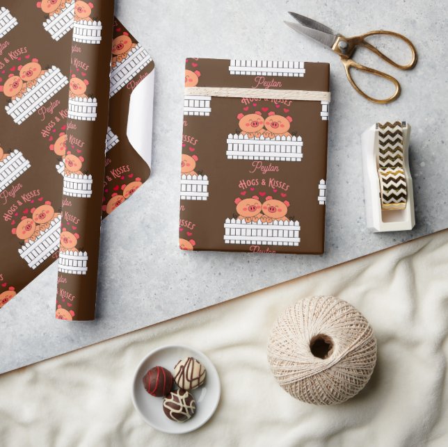 Hogs and Kisses Add a Name Wrapping Paper (Crafts)