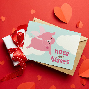 Hogs and Kisses Classroom Valentines Card