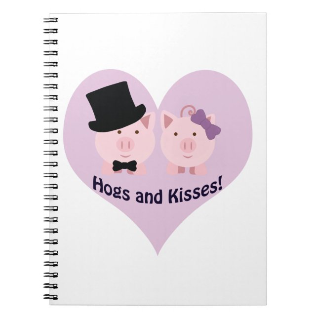 Hogs and kisses cute pig couple notebook (Front)