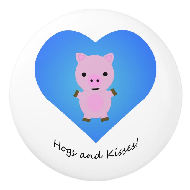 Hogs and Kisses Pig Ceramic Knob (Front)