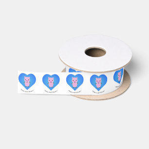 Hogs and Kisses Pig Satin Ribbon