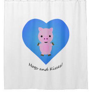 Hogs and Kisses Pig Shower Curtain