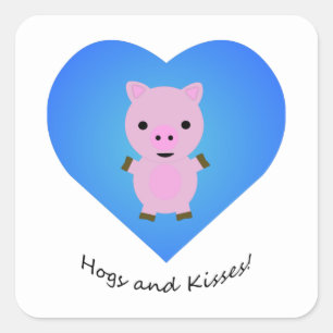 Hogs and Kisses Pig Square Sticker