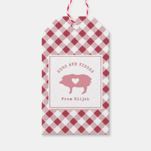 Hogs and Kisses Pink Pig Valentine Gift Tags