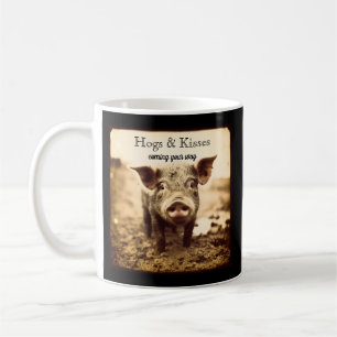 Hogs & Kisses Rustic Pig Vintage Sepia Coffee Mug