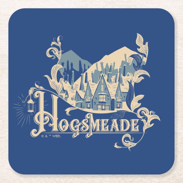 HOGSMEADE™ Vintage Village Graphic Square Paper Coaster (Front)