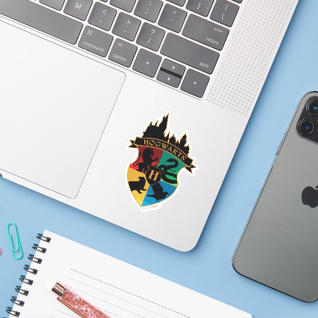 HOGWARTS™ Castle Crest House Pride Badge (Laptop w/ iPhone)