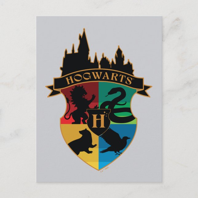 HOGWARTS™ Castle Crest House Pride Badge Postcard (Front)