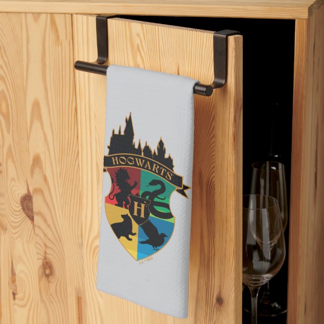 HOGWARTS™ Castle Crest House Pride Badge Tea Towel (Thirds Fold)
