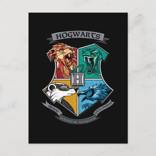 HOGWARTS™ Crosshatched Emblem Invitation Postcard (Front)