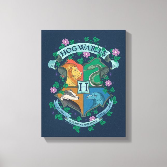 HOGWARTS™ Floral Crest Canvas Print (Front)
