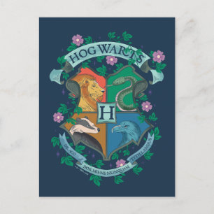 HOGWARTS™ Floral Crest Postcard