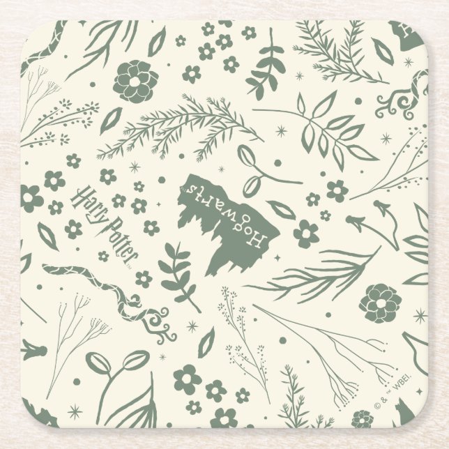 HOGWARTS™ Herbology Magic Pattern Square Paper Coaster (Front)