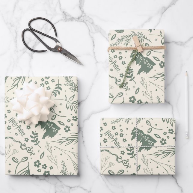 HOGWARTS™ Herbology Magic Pattern Wrapping Paper Sheet (Front)