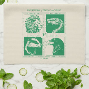 HOGWARTS™ House Animals Grid Tea Towel