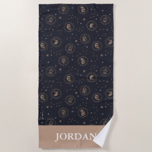 Hogwarts House Crests Constellation Pattern Beach Towel