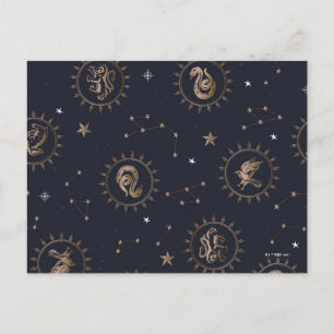 Hogwarts House Crests Constellation Pattern Postcard
