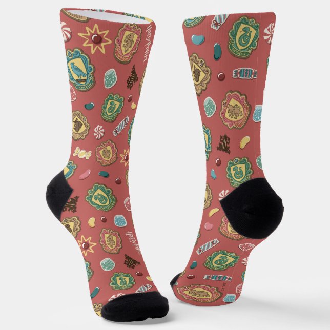 HOGWARTS™ Houses Holiday Cookie Pattern Socks (Angled)