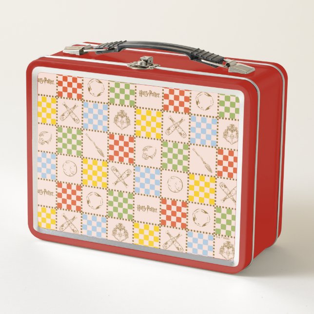 HOGWARTS™ QUIDDITCH™ Team Chequered Pattern Metal Lunch Box (Front)