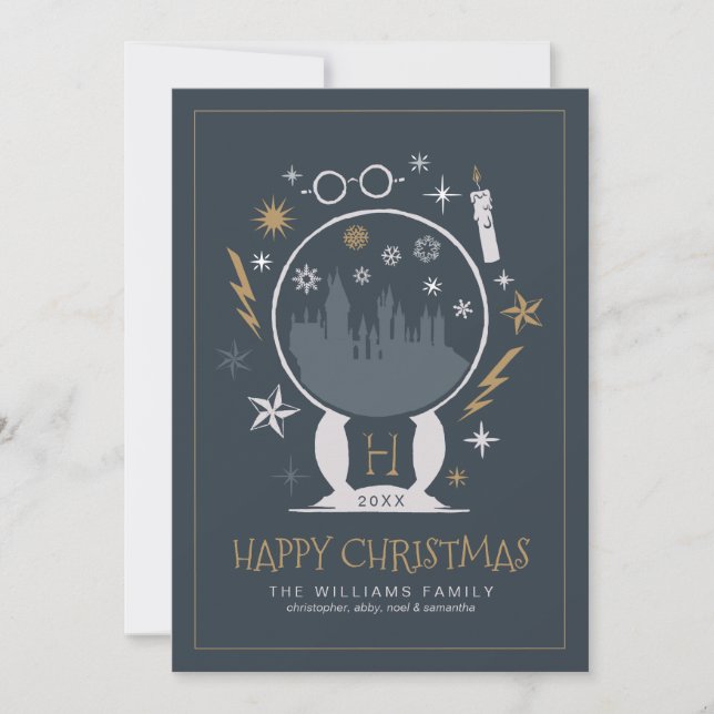 HOGWARTS™ Snow Globe | Happy Christmas Invitation (Front)