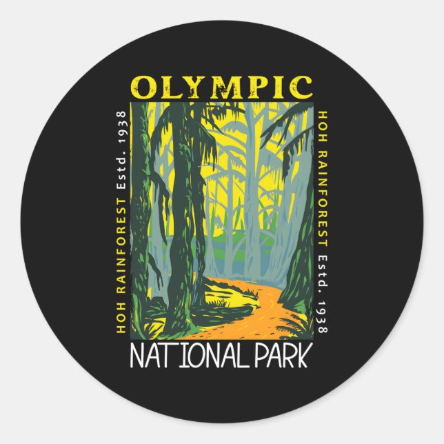 Hoh Rainforest Washington National Park Classic Round Sticker (Front)