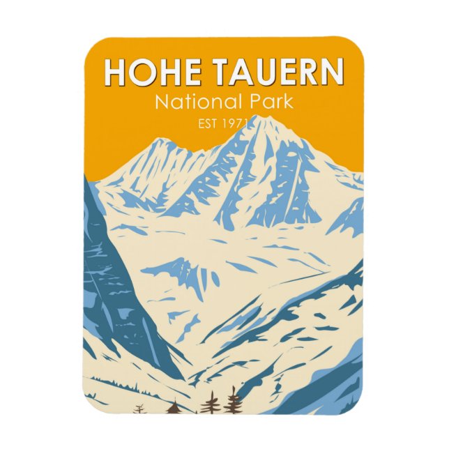 Hohe Tauern National Park Alpine Austria Vintage Magnet (Vertical)