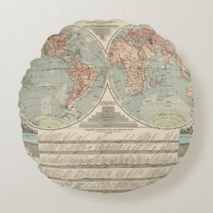 Hohen und Tiefen - Highs and Lows Atlas Map Round Cushion
