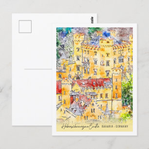 Hohenschwangau Germany Travel Place Watercolor Postcard