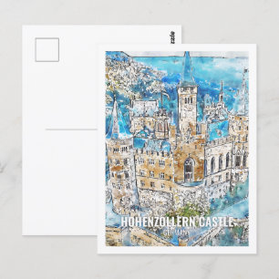 Hohenzollern Castle Germany Travel Watercolor Postcard