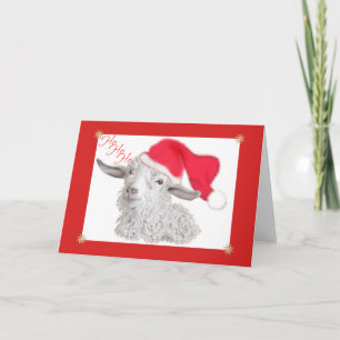 HoHoHo Angora Goat Christmas Holiday Card