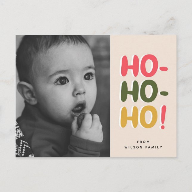 Hohoho Baby photo christmas Holiday Postcard (Front)
